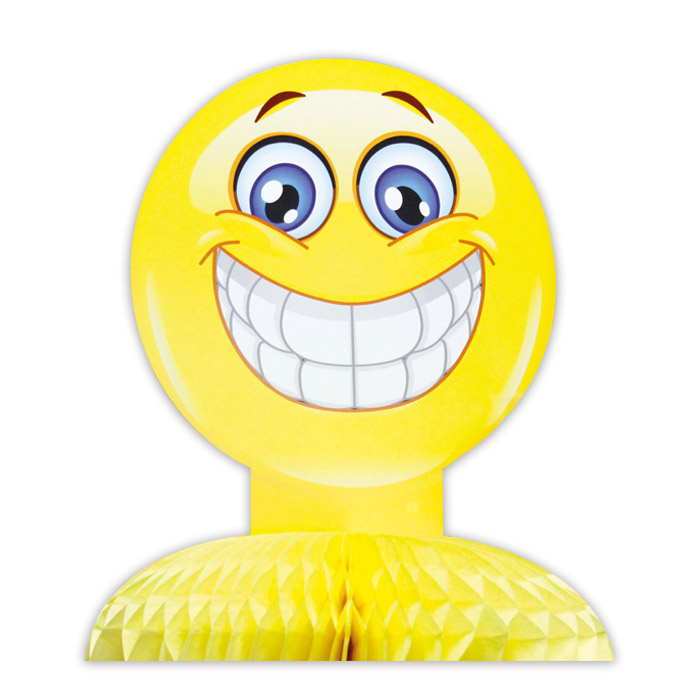 Bild von Tischaufsteller Emoticon "Smile" gelb