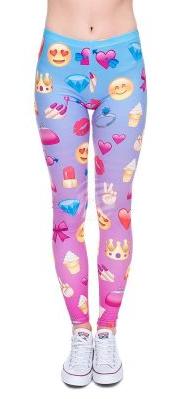 Bild von Damen Leggings Design Emoticons blau-rosa