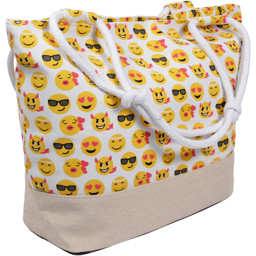 Bild von Shopper Einkaufstasche Strandtasche weiss Emoticon