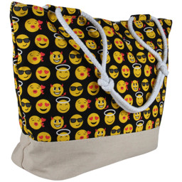 Bild von Shopper Einkaufstasche Strandtasche schwarz Emoticon