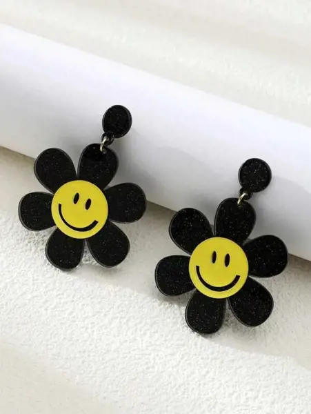Bild von Fashion Ohrringe mit Polyresin Blume Smiley