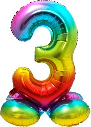 Bild von Stand-Folienballon Zahl 3 Regenbogen