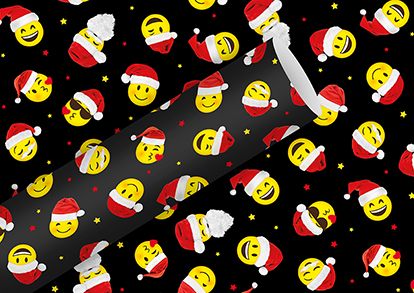 Bild von BRAUN+COMPANY Geschenkpapier X-mas Smiley schwarz