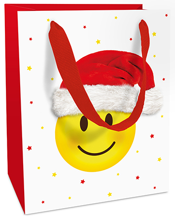 Bild von BRAUN + COMPANY Geschenktasche X-mas Smiley weiss