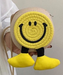 Bild von Mini Rattan-Umhängetasche mit lächelnden Smiley
