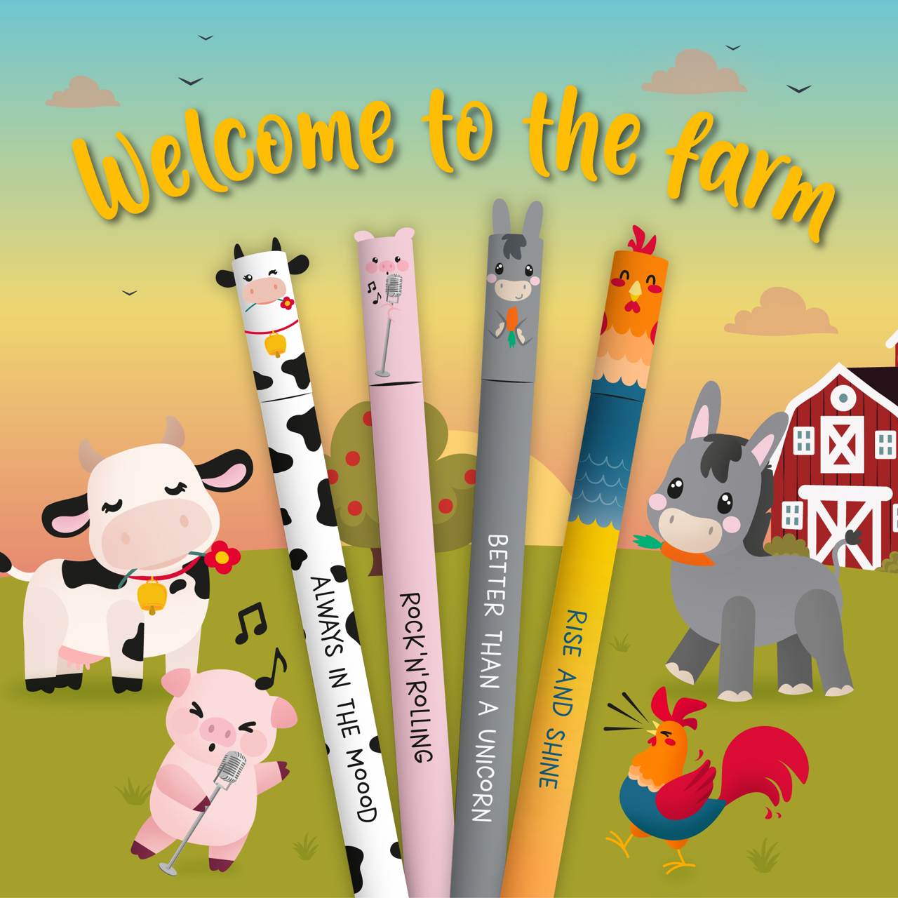 Bild von LEGAMI Set löschbarer Gelstift "Farm Sweet Farm"