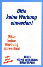 Bild von Hinweisetiketten "Bitte keine Werbung einwerfen"
