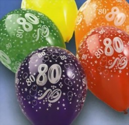 Bild von Luftballons mit Druck "80"
