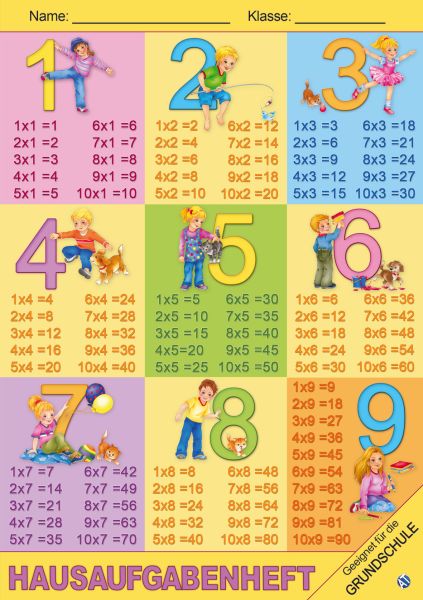 Bild von Hausaufgabenheft für die Grundschule "1 x 1"
