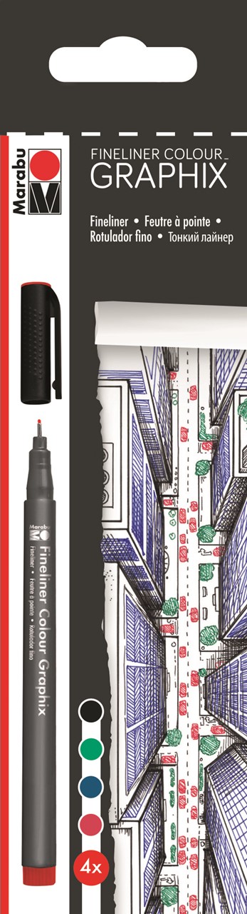 Bild von MARABU Fineliner Colour GRAPHIX 4er-Sortierung „Skyline“