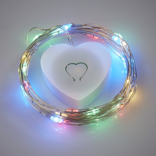Bild von LED- Leuchtdraht mit Herzbox buntes Licht