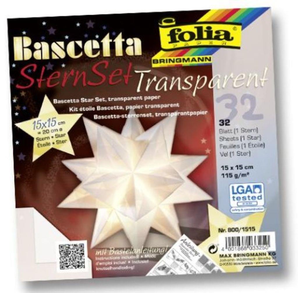 Bild von FOLIA Faltblätter Bascetta-Stern transparent 15 x 15 cm