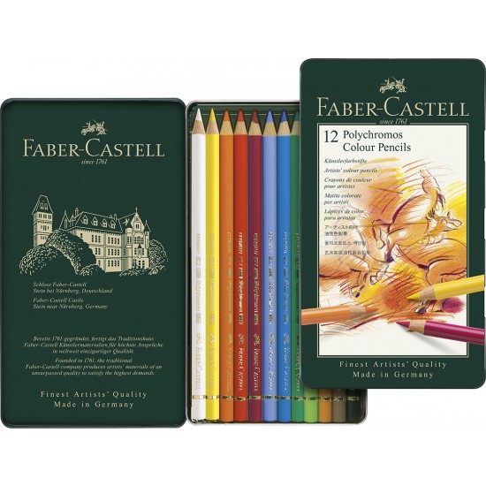 Bild von FABER-CASTELL Künstlerfarbstifte Polychromos, 12er Metalletui