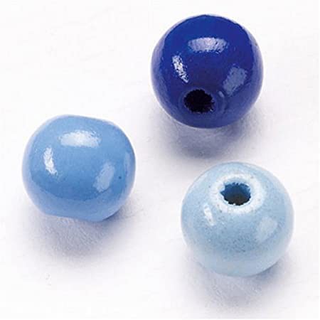 Bild von Holzperlen blau gemischt, 10 mm Ø 
