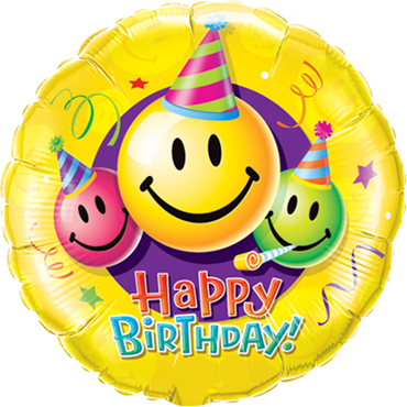 Bild von Folienballon Happy Birthday Smiley Faces 18in/45 cm