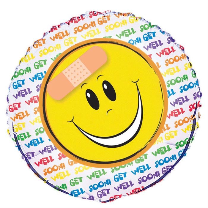 Bild von Folienballon "Get well soon" Smiley 18in/45cm