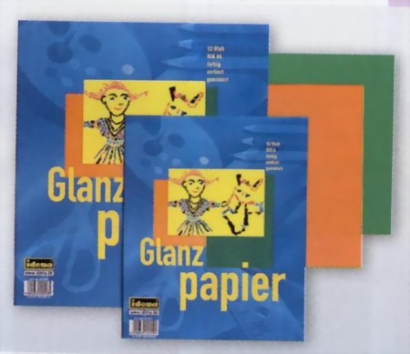 farbig sortiert Buntpapier gummiert 12 Blatt Idena Glanzpapier DIN A4